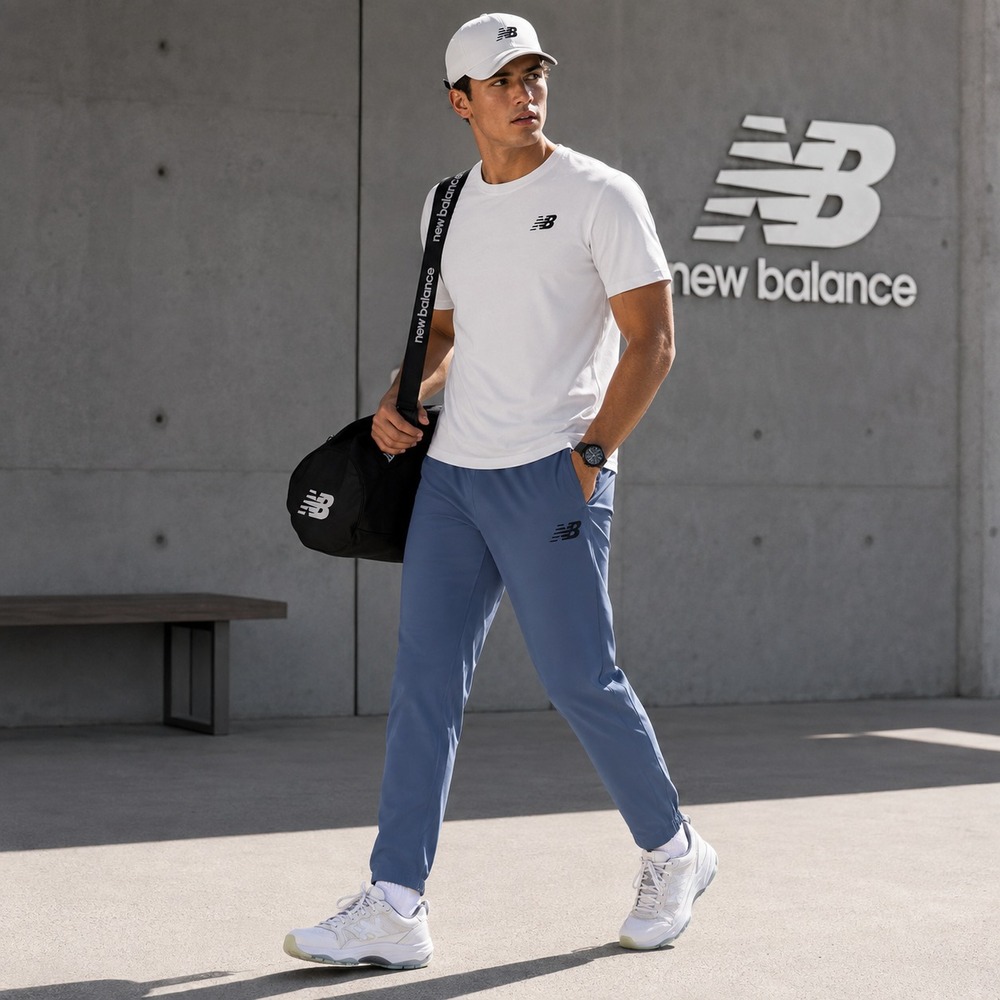 NEW BALANCE Men's New Pants LARGE All Motion Stretch Zip Ankle Mesh Lined Blue
